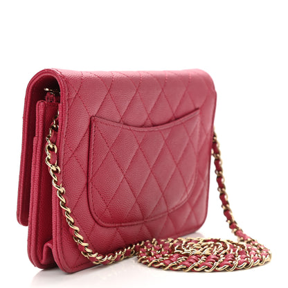 Chanel Caviar Quilted Wallet On Chain WOC Dark Pink 3 of 11