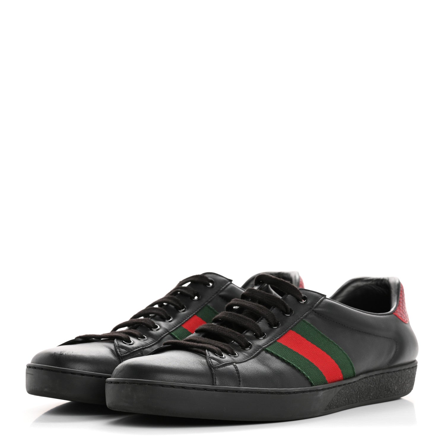 Gucci Miro Soft Calfskin Ayers Web Mens Ace Sneakers 10 Black Rosso 4 of 12