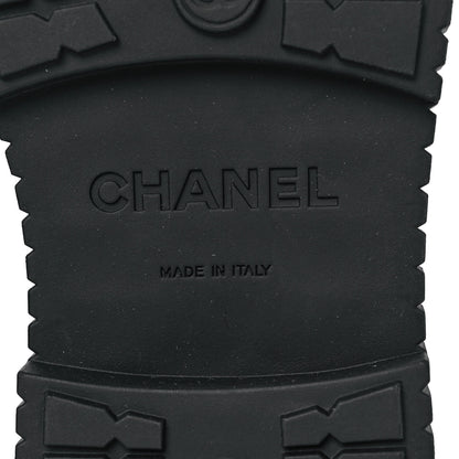 Chanel Calfskin Grosgrain Quilted Lace Up Boots 38 Black Grey 6 of 7