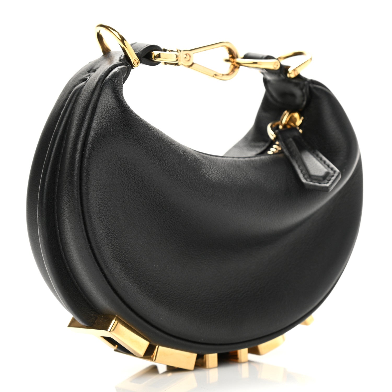 Fendi Vitello Grace Matte Nano Fendigraphy Hobo Charm Black 3 of 11