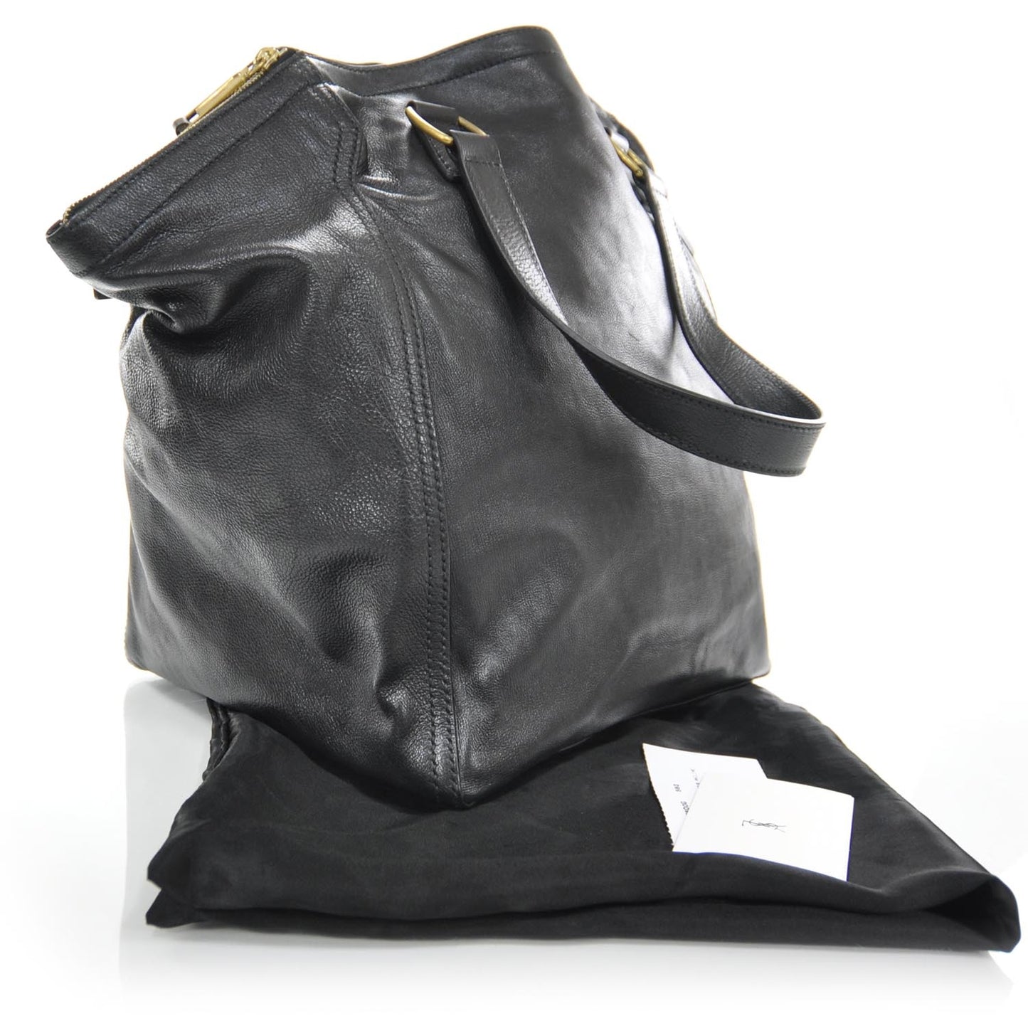 Leather Medium Downtown Tote Black
