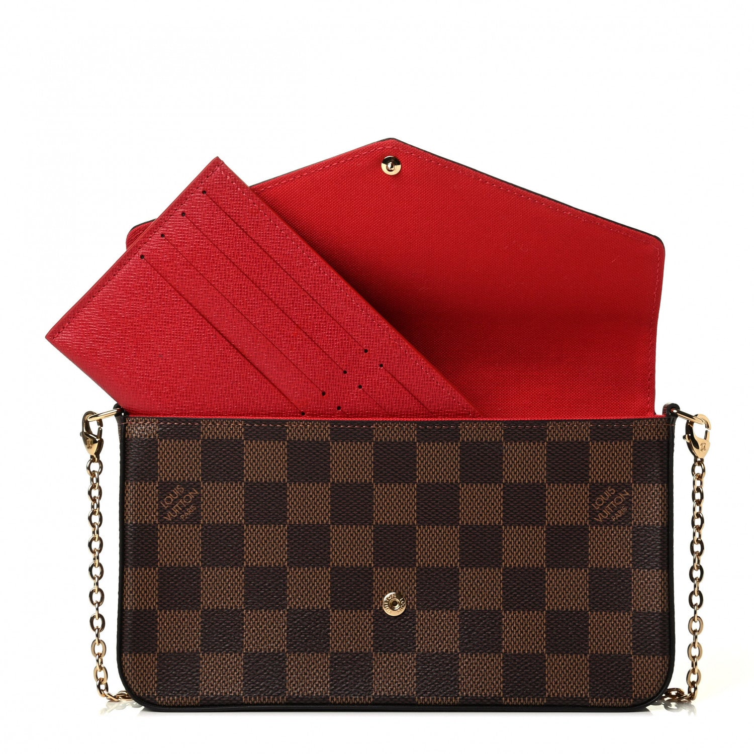 Louis Vuitton Damier Ebene Pochette Felicie Chain Wallet 5 of 8