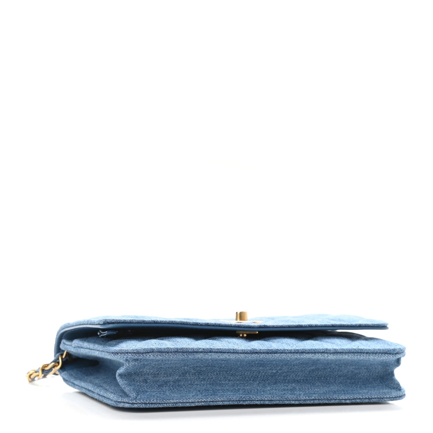 Chanel Denim Quilted CC Pearl Crush Wallet On Chain WOC Blue 4 of 9