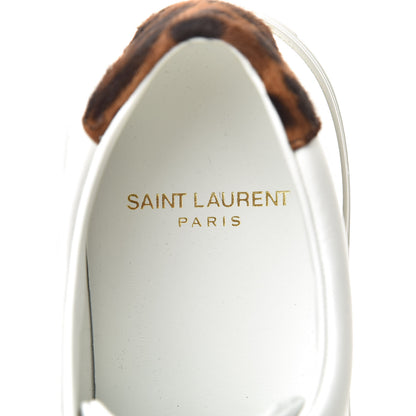 Saint Laurent Calfskin Leopard Print Andy Low Top Sneakers 36.5 White 7 of 9