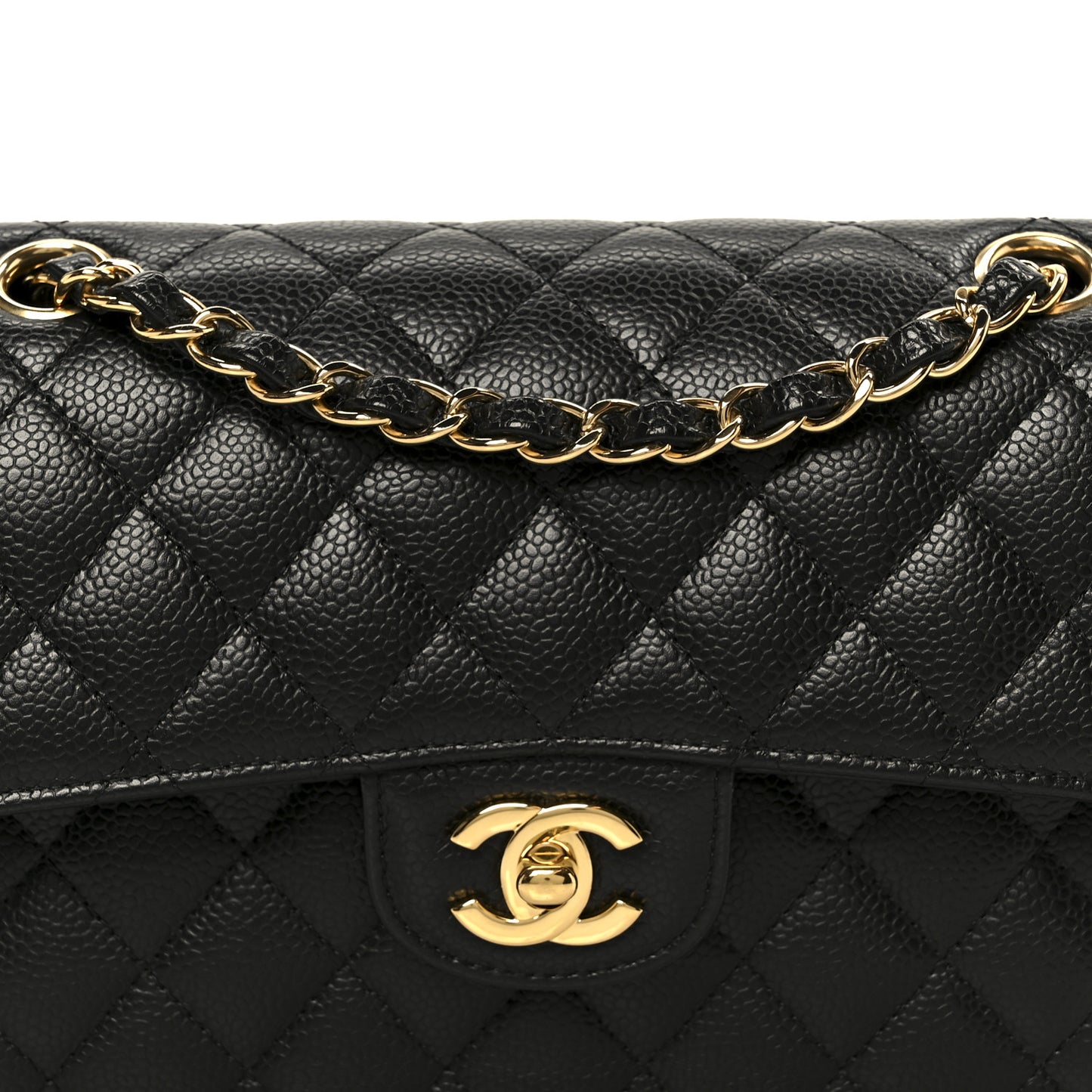 Caviar Quilted Small Double Flap Black