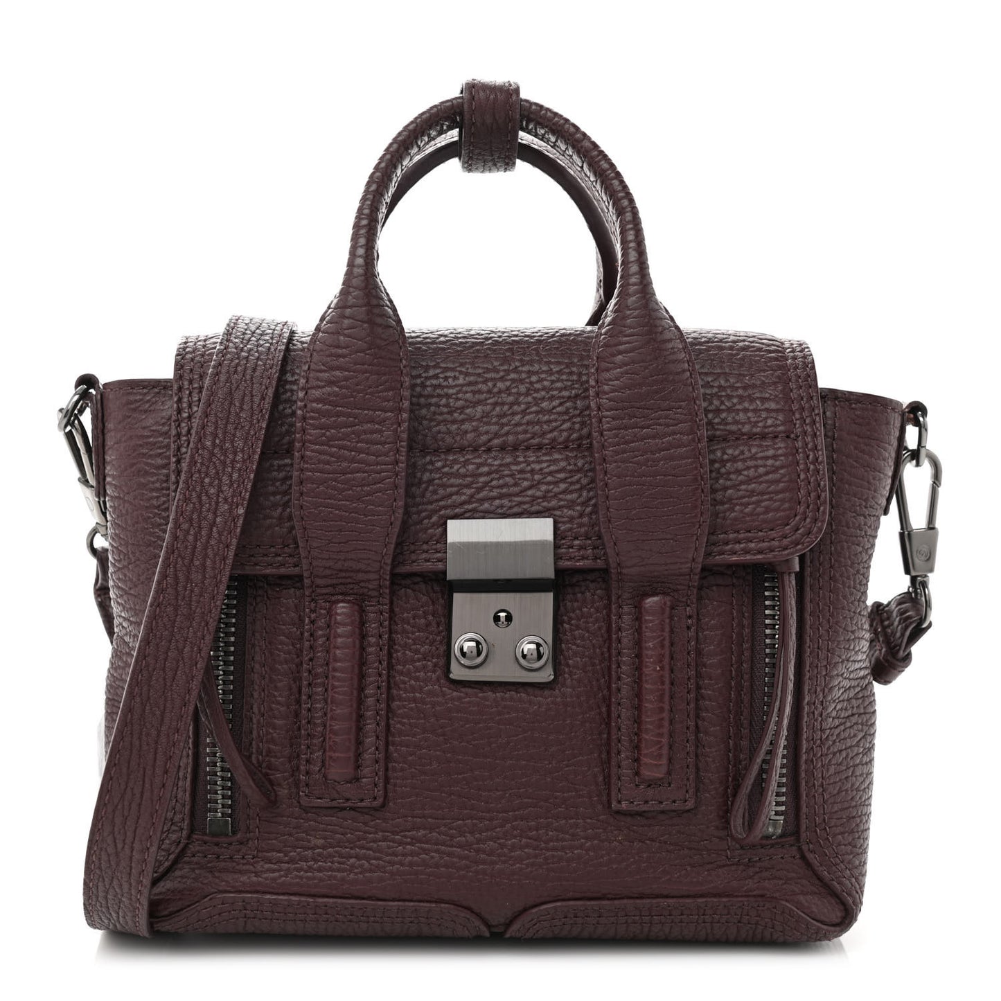 Textured Calfskin Mini Pashli Satchel Burgundy