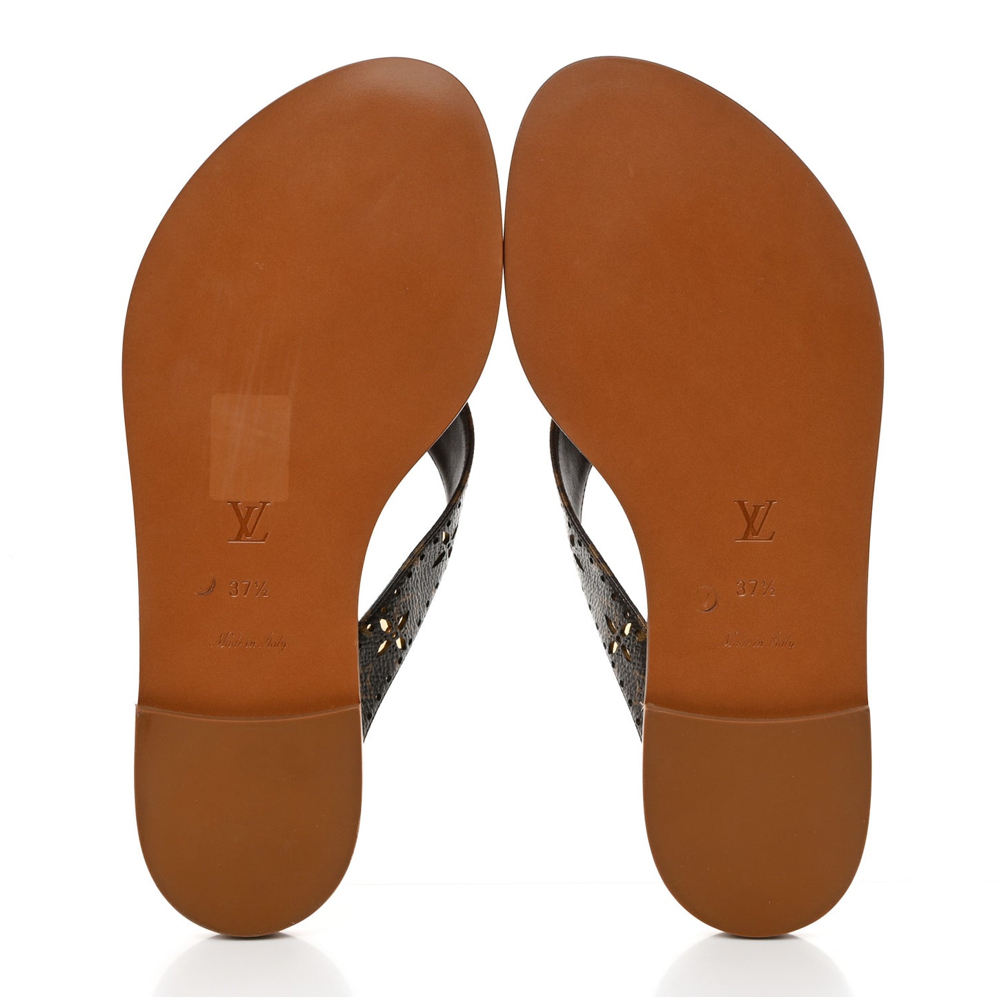Monogram Sunny Flat Thong Sandals 37.5 Brown