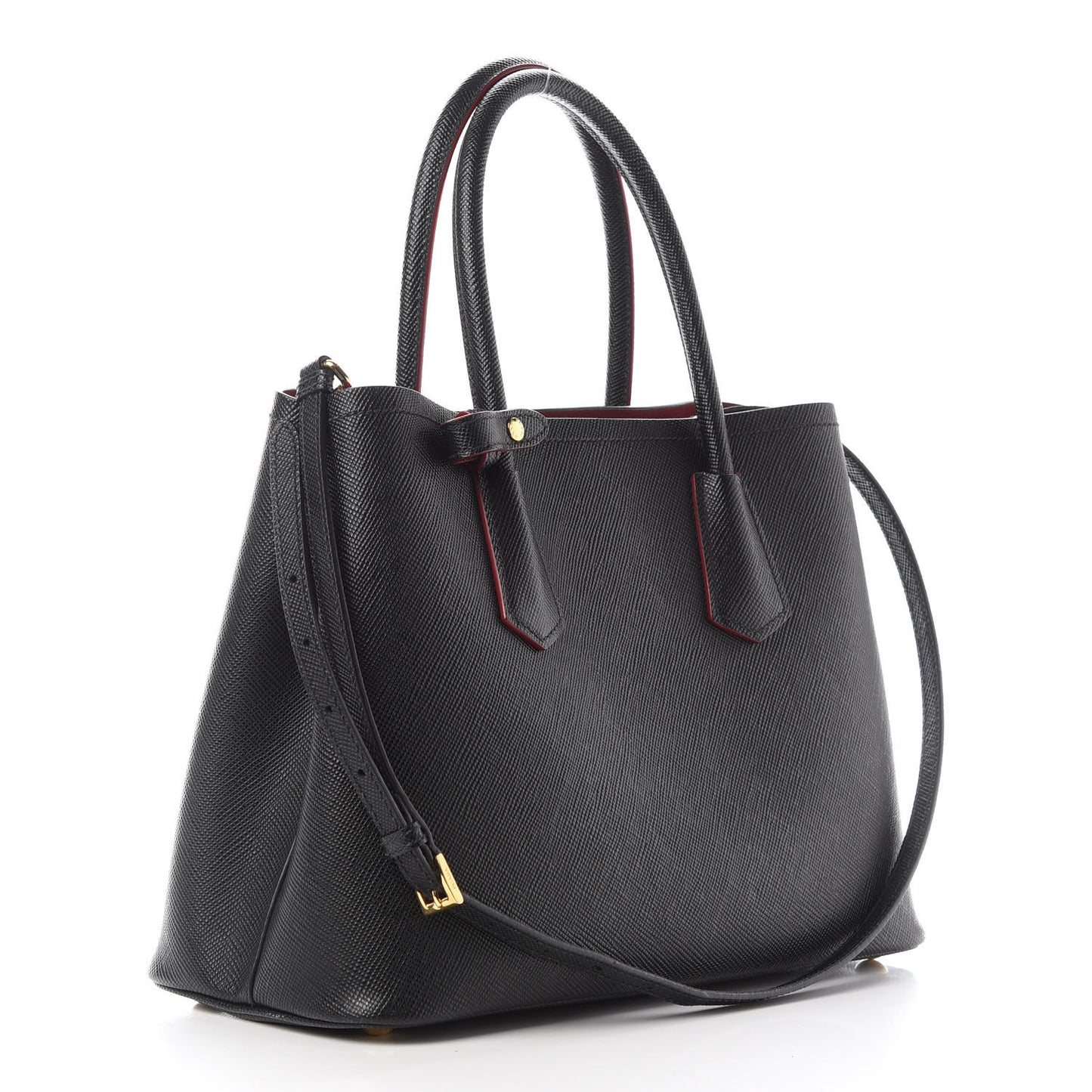 Saffiano Cuir Small Double Bag Black Fuoco