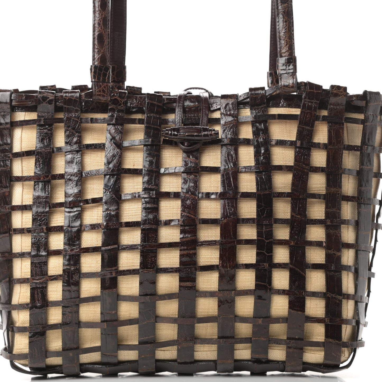 Crocodile Woven Tote Brown