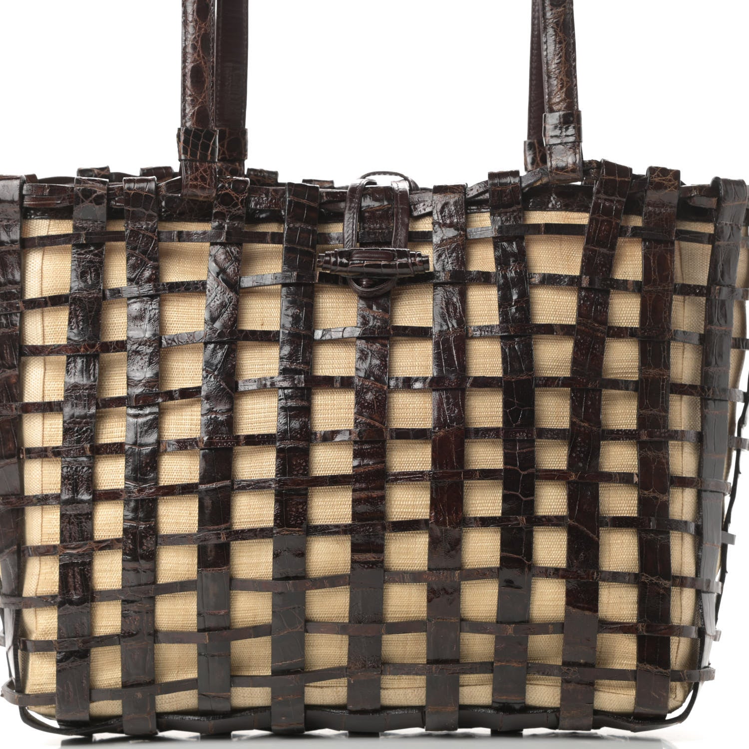 Nancy Gonzalez Crocodile Woven Tote Brown 7 of 13