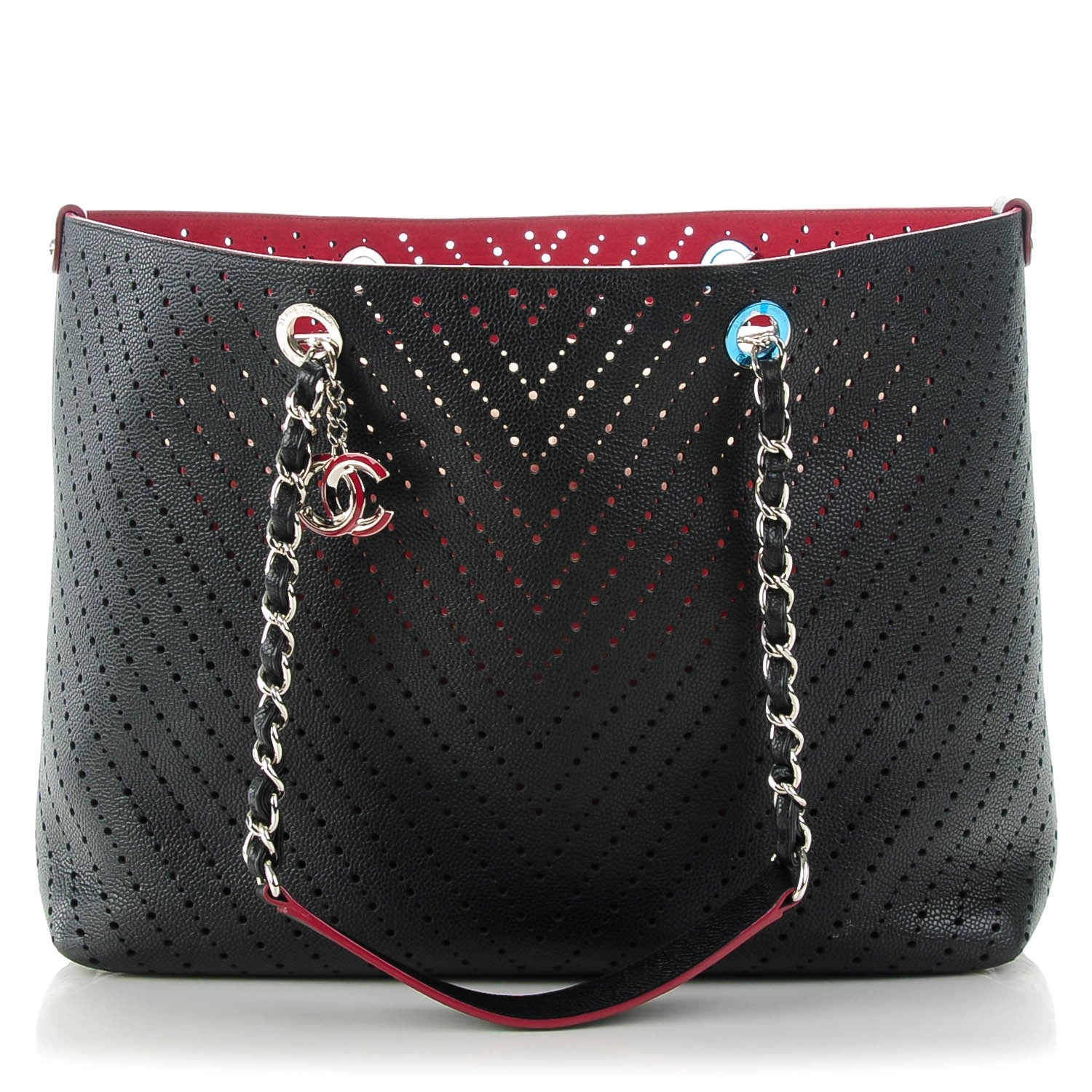 Chanel Perforated Grained Calfskin Large Shopping Tote Black 1 of 7