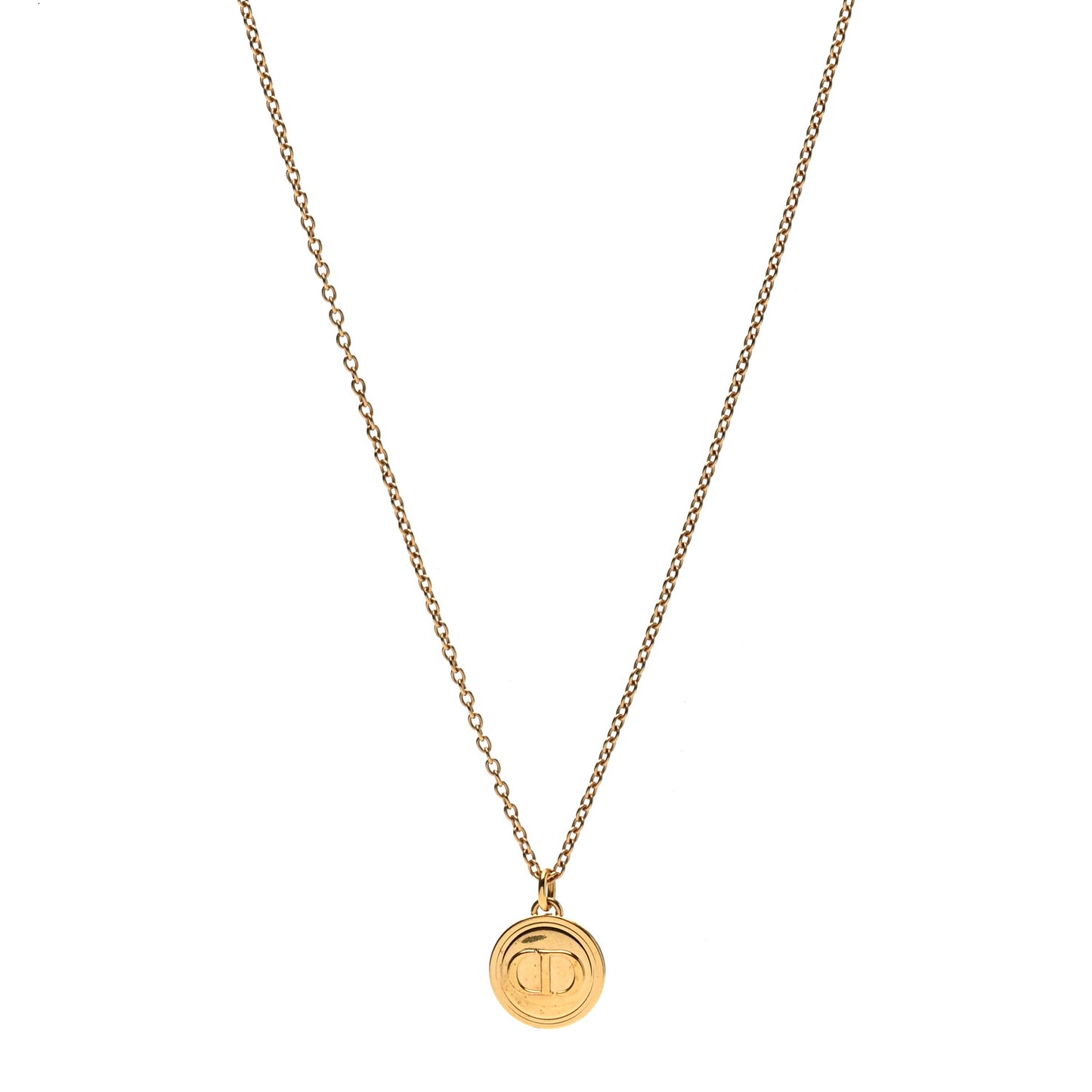 Metal CD Logo Necklace Gold