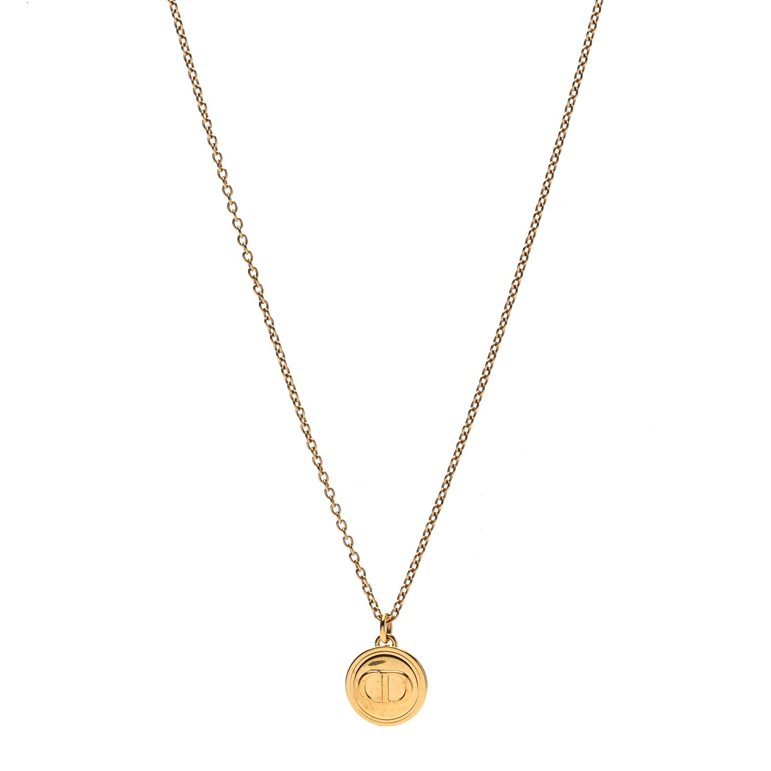 Christian Dior Metal CD Logo Necklace Gold 1 of 5