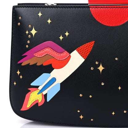 Hermes Veau Monsieur Lizard Ostrich Spaceship Sac A Malice Black Multicolor 11 of 15