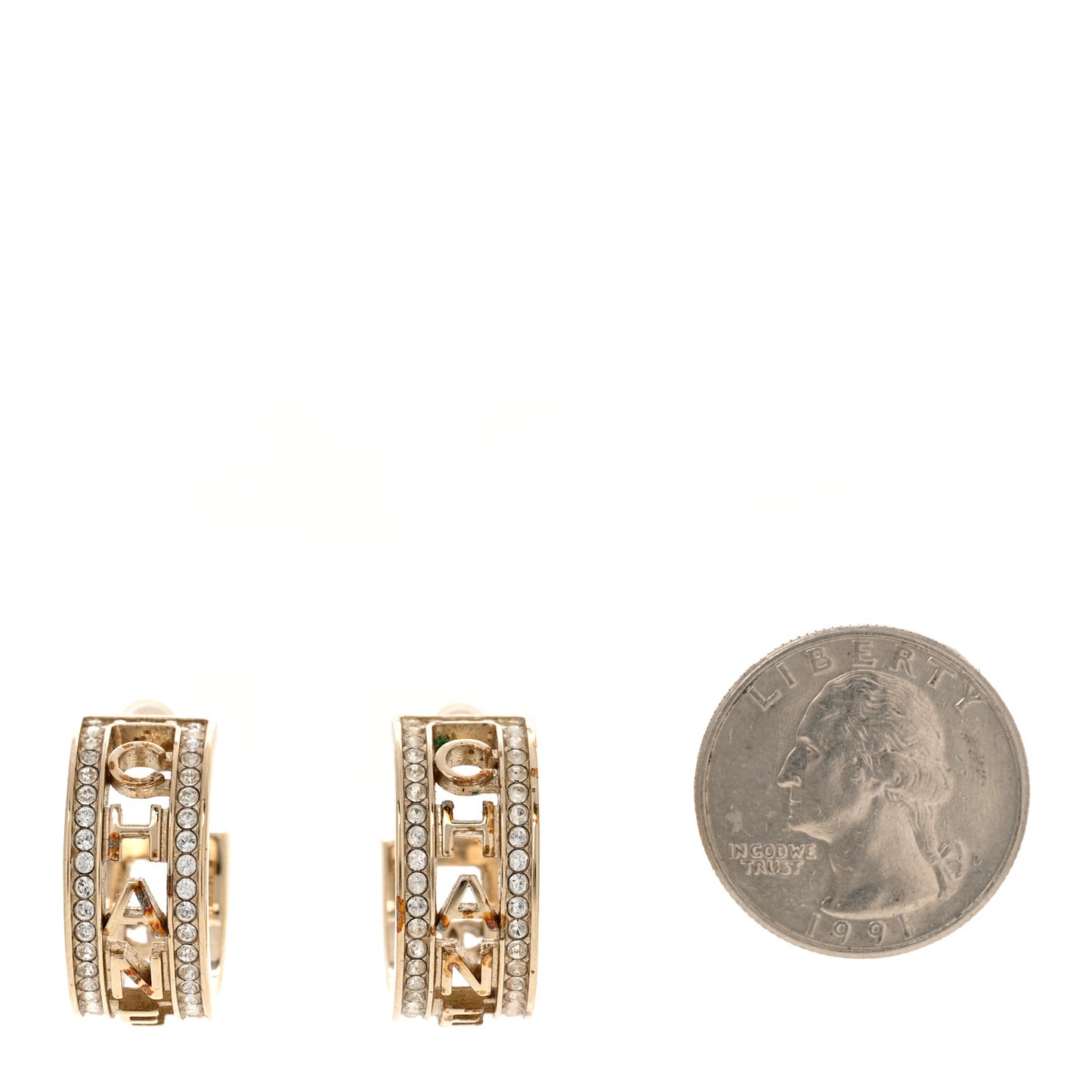 Metal Crystal Bow-tiful CC Hoop Earrings Gold