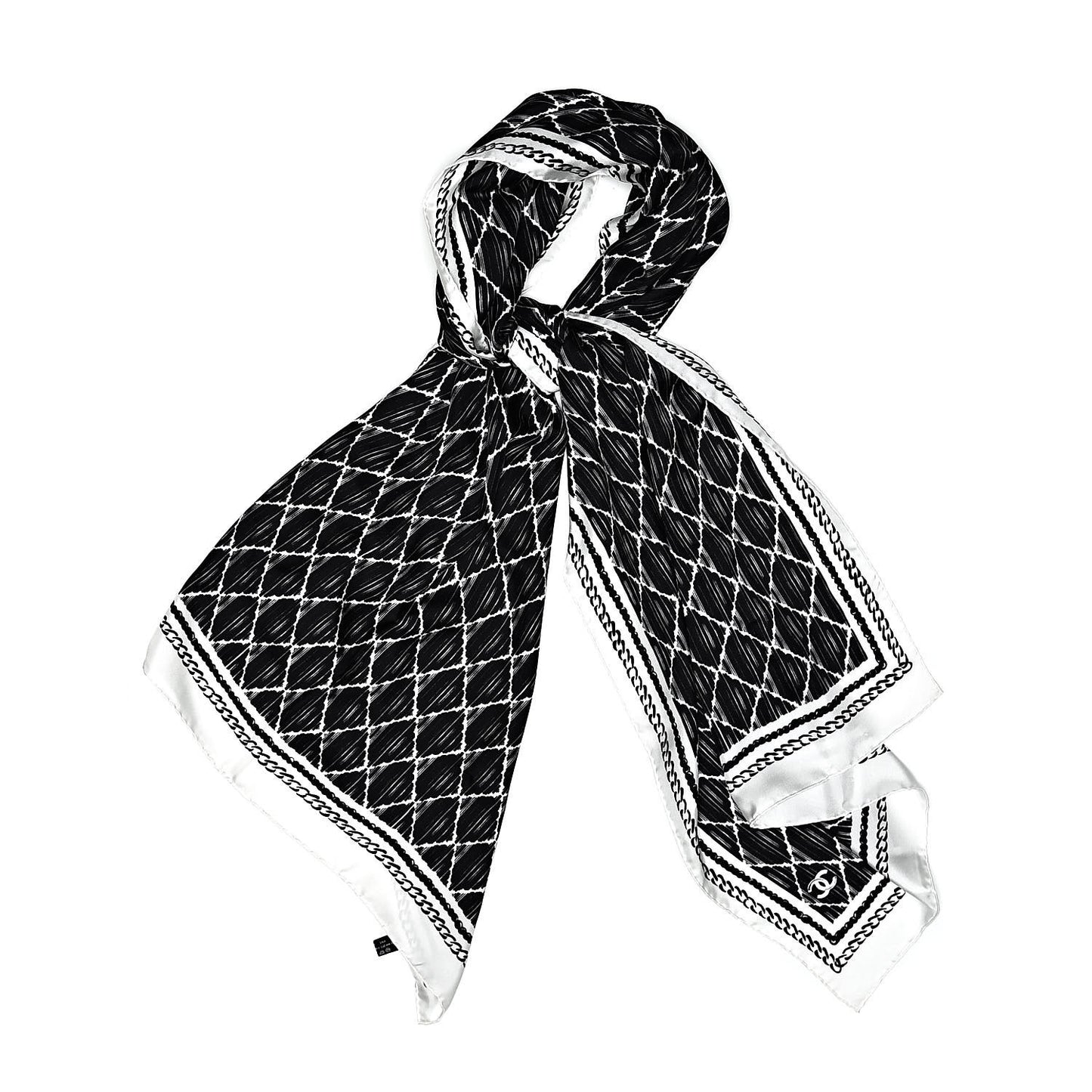 Silk Stole White Black