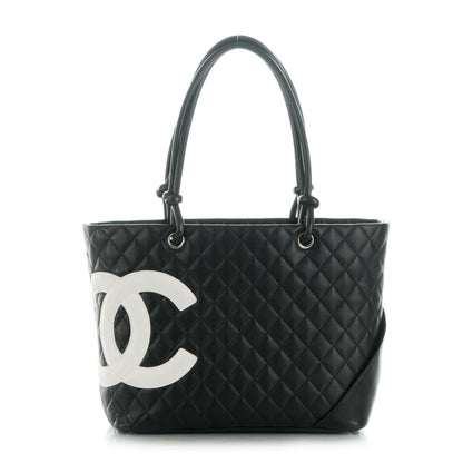Chanel Calfskin Quilted Large Cambon Tote Black White 1 of 8