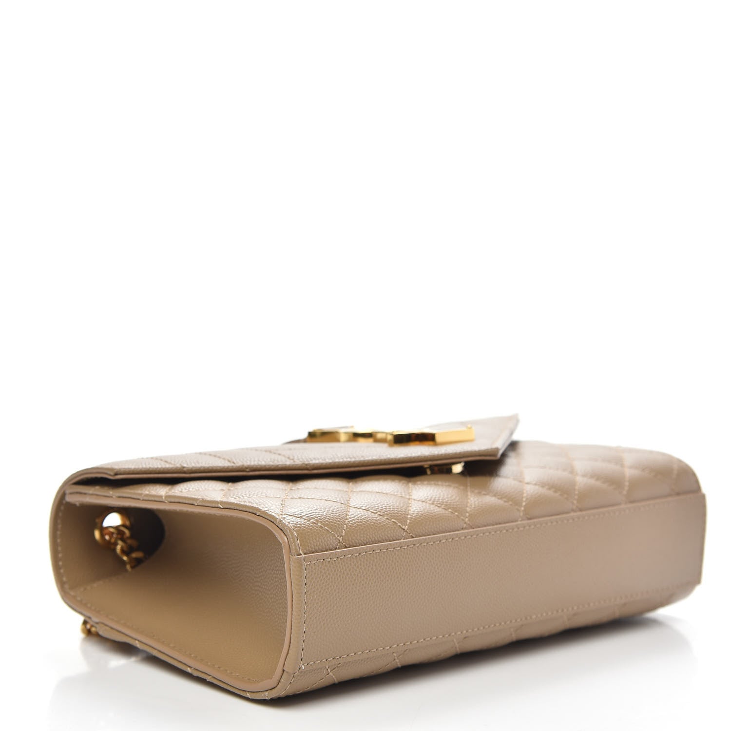 Saint Laurent Grain De Poudre Textured Mixed Matelasse Triquilt Small Monogram Satchel Dark Beige 4 of 9