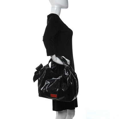 Valentino Garavani Patent Lacca Small Nuage Bow Hobo Black 2 of 11