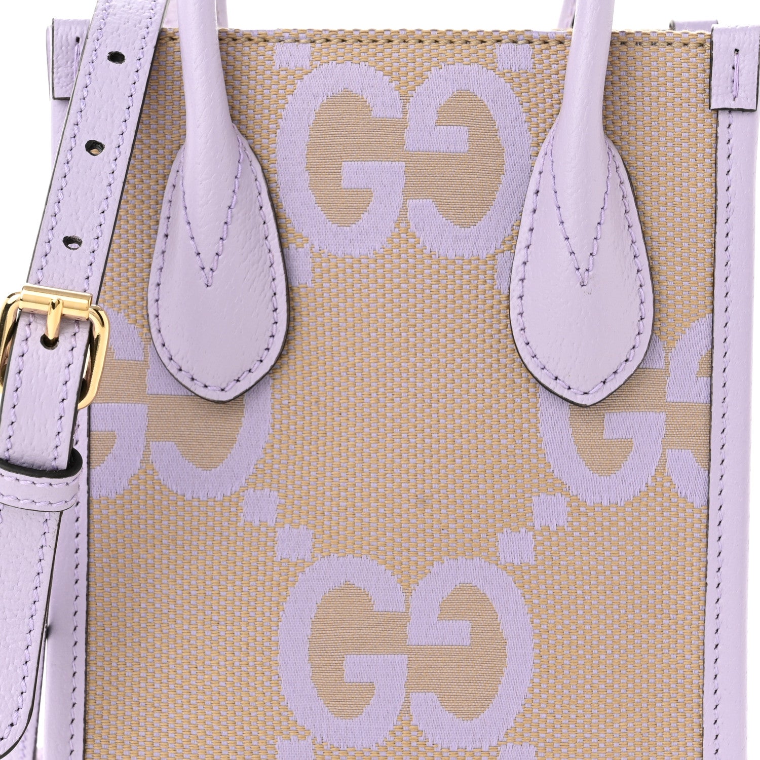 Gucci Monogram Jumbo GG Textured Dollar Calfskin Mini Tote Bag Beige Lapis 7 of 9