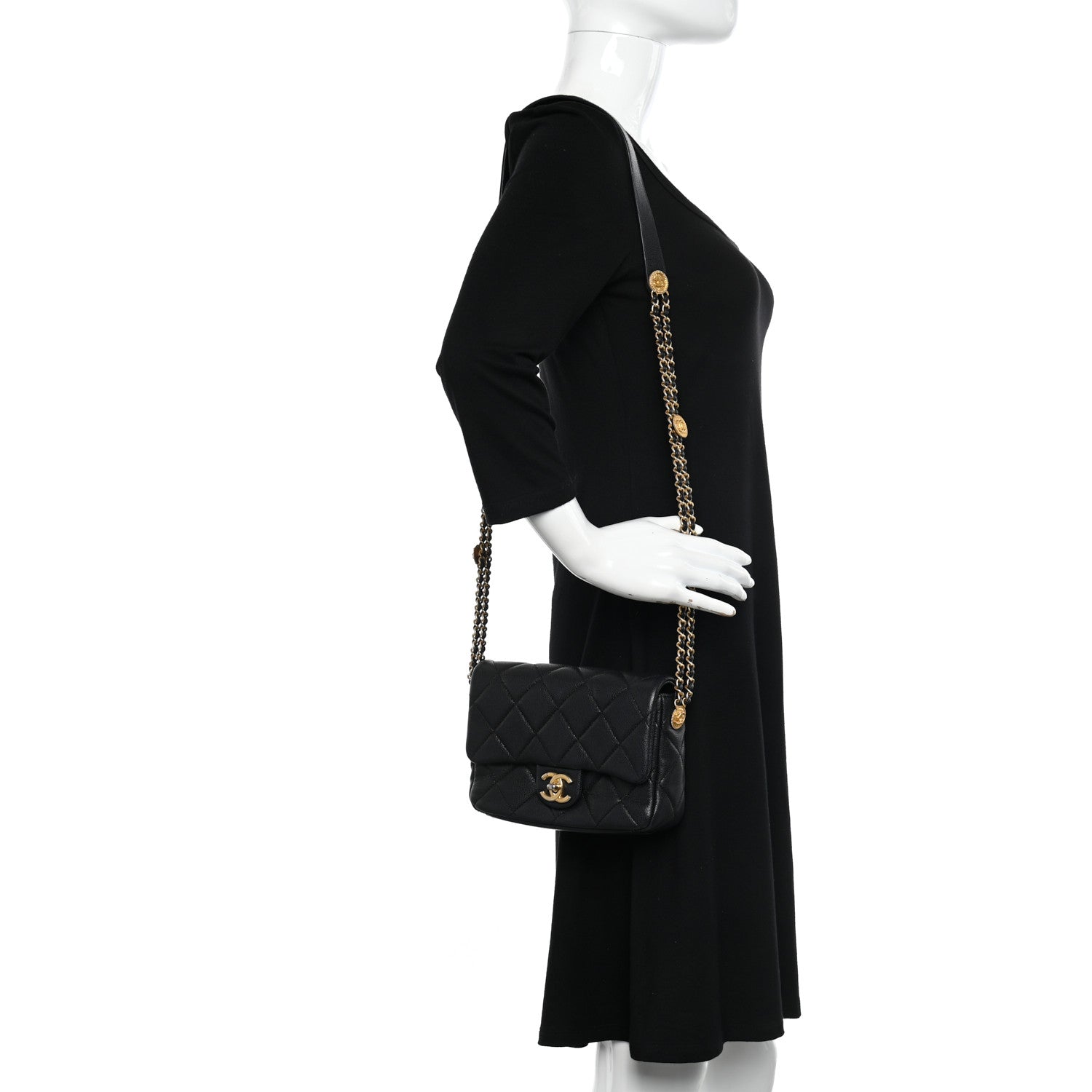 Chanel Caviar Quilted Small Twist Your Buttons Flap Black 2 of 11