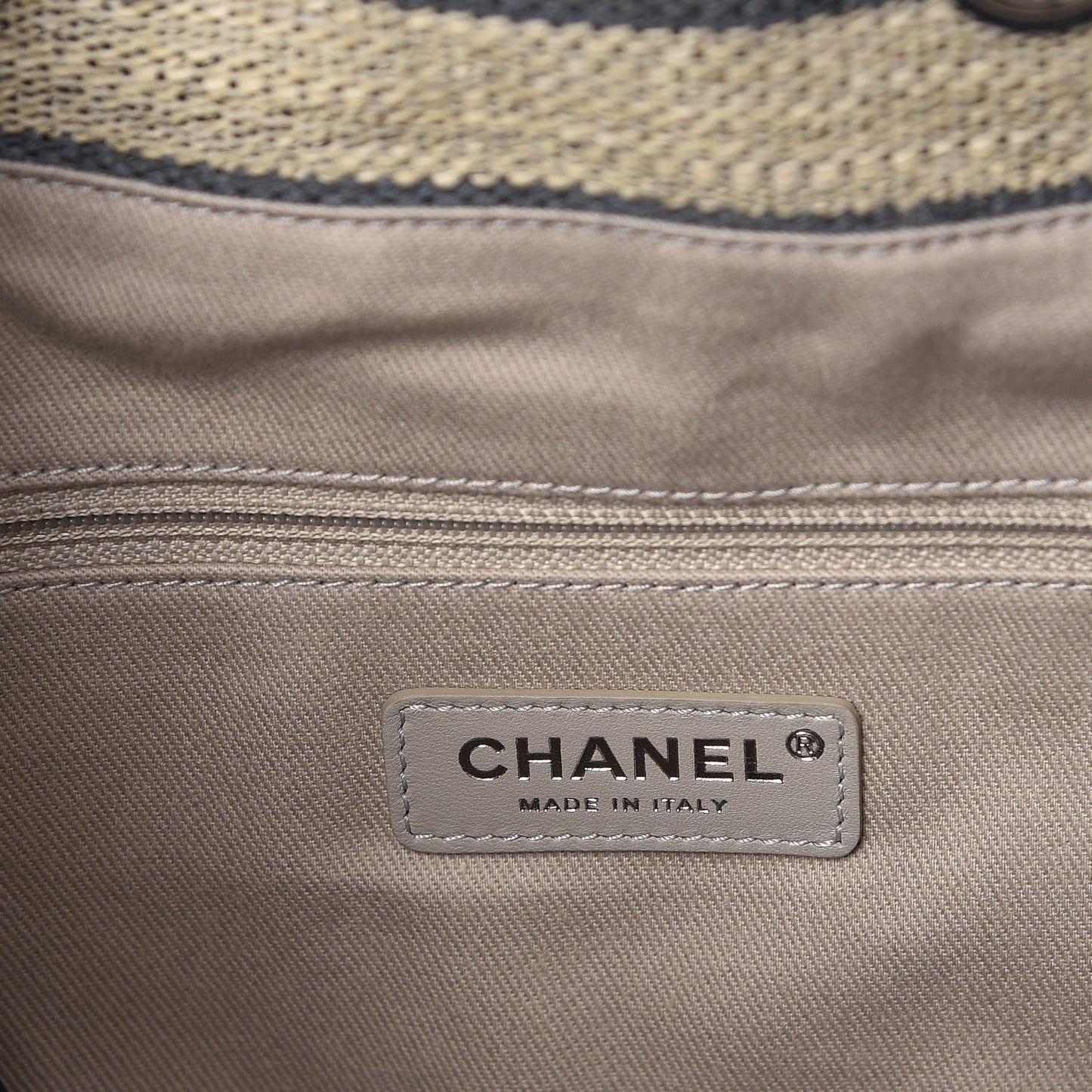 Striped Canvas Deauville Drawstring Bag Grey Black