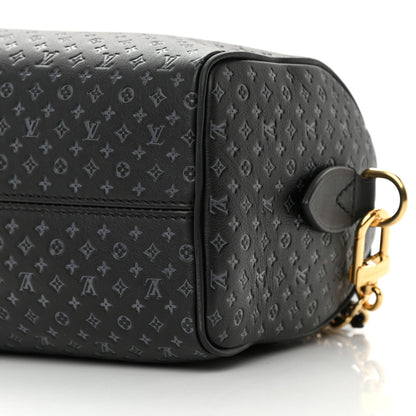 Louis Vuitton Calfskin Nanogram Embossed Speedy 20 Black 9 of 10