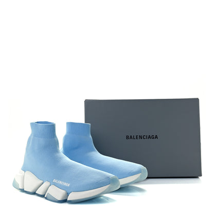 Balenciaga Technical 3D Recycled Knit Bi-Color Womens Speed 2.0 Transparent Sole Sneakers 42 Blue White Transparent Blue 10 of 10