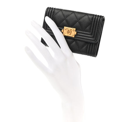 Chanel Caviar Quilted Boy Flap Card Holder Black 2 of 9