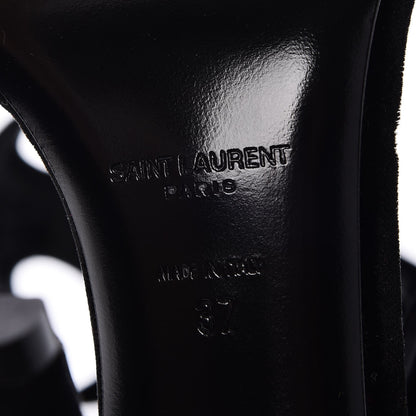 Saint Laurent Velvet Amber 105 Ankle Strap Sandals 37 Black 6 of 7