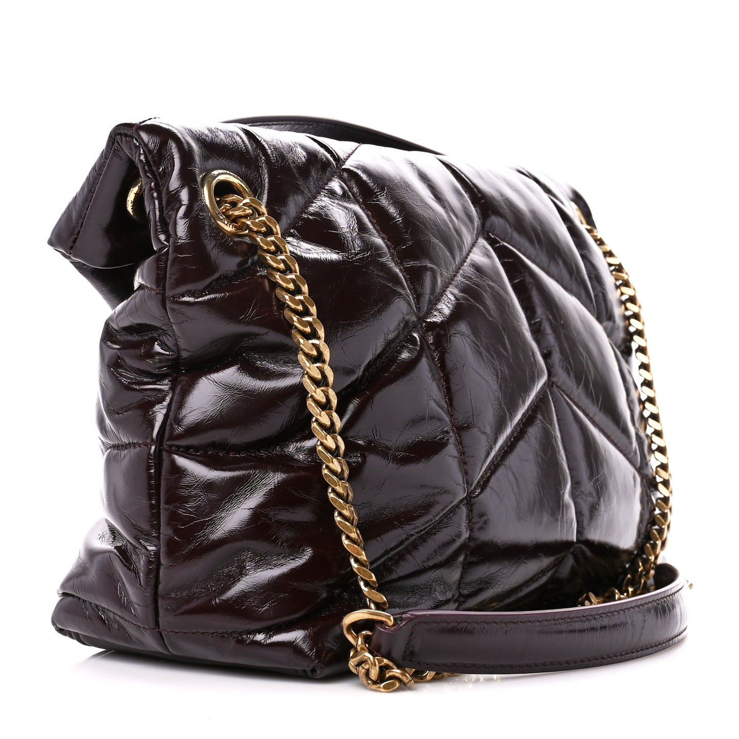 Patent Quilted Small Loulou Puffer Monogram Chain Satchel Barolo