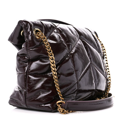 Saint Laurent Patent Quilted Small Loulou Puffer Monogram Chain Satchel Barolo 3 of 11