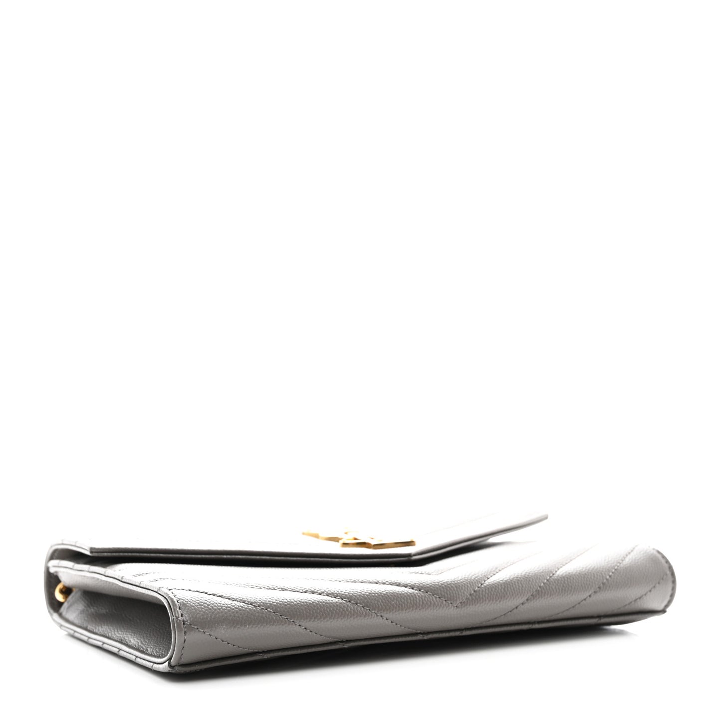 Grain De Poudre Matelasse Chevron Monogram Envelope Clutch Fog