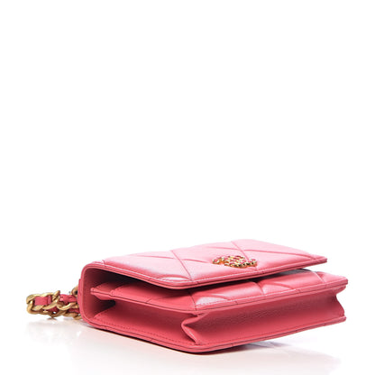 Chanel Lambskin Quilted 19 Wallet On Chain WOC Pink 4 of 13