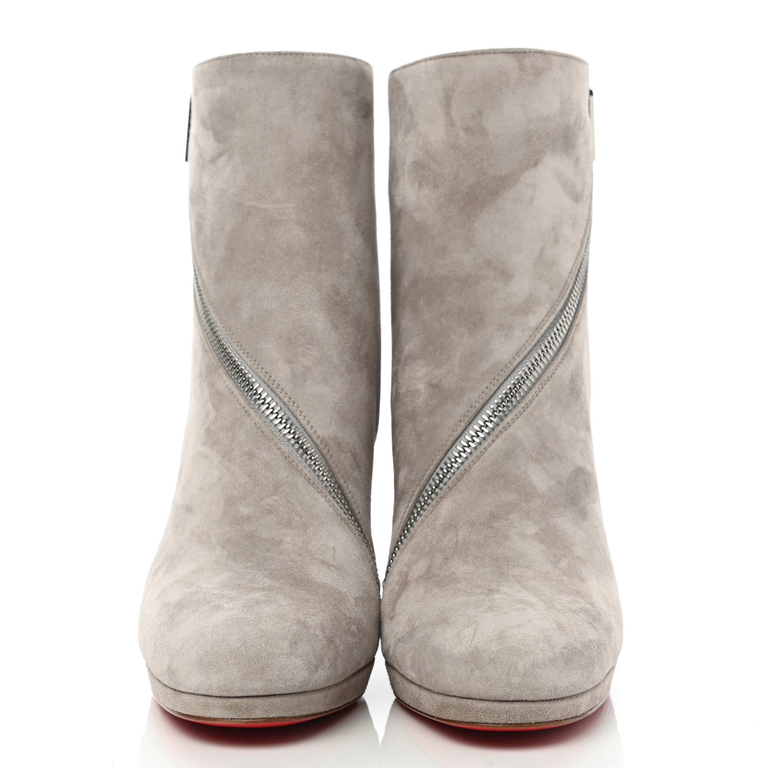 Christian Louboutin Veau Velours Birgitta 100 Zip Around Ankle Bootie 39 Fume 2 of 9