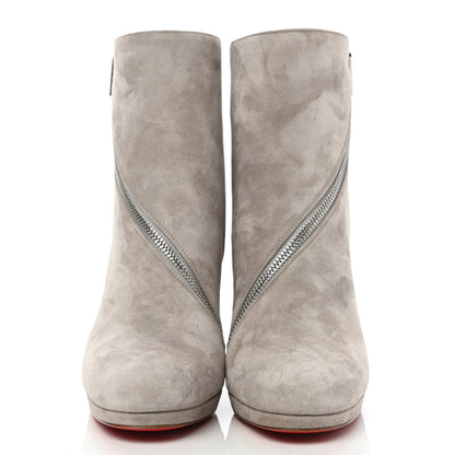 Christian Louboutin Veau Velours Birgitta 100 Zip Around Ankle Bootie 39 Fume 2 of 9