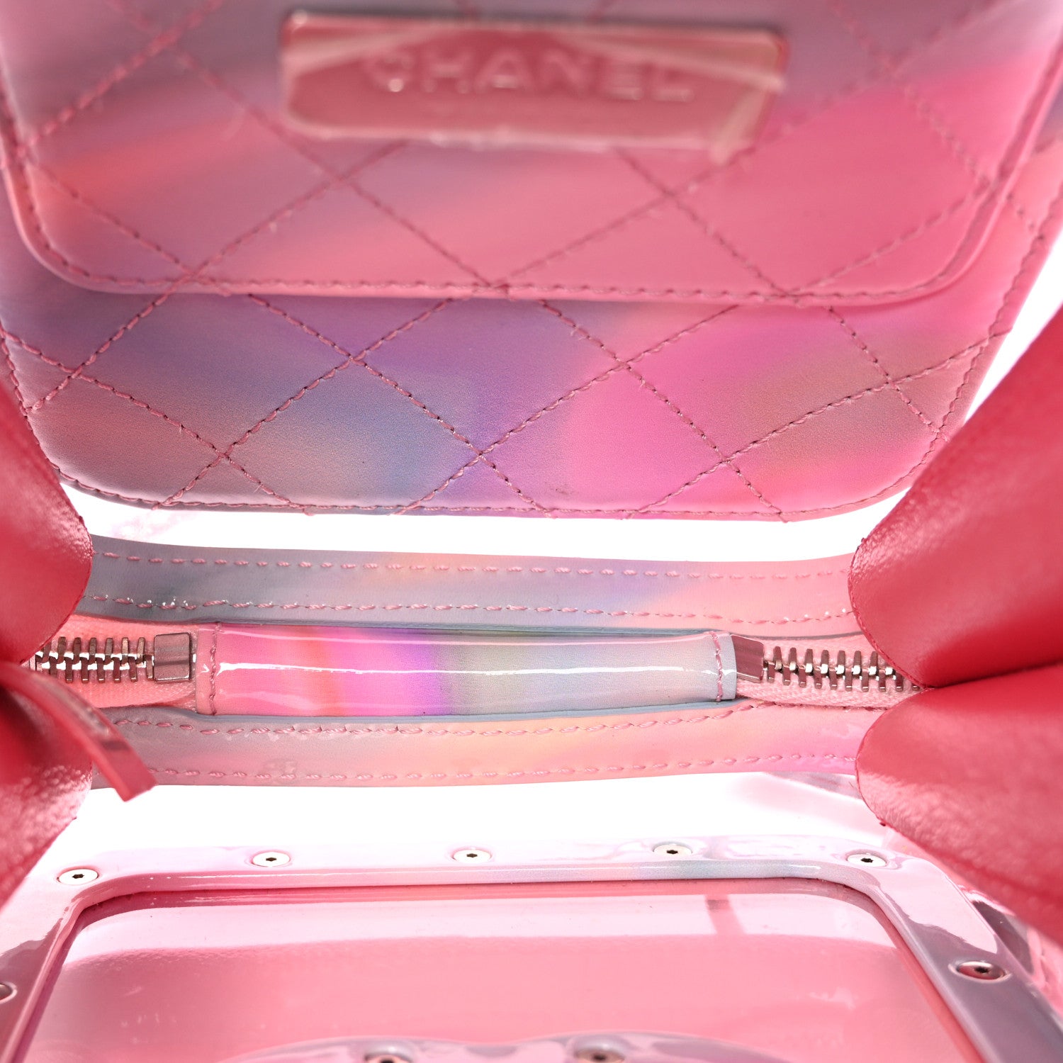 Chanel PVC Patent Calfskin Patent Lambskin Vertical Vanity Case Pink 5 of 10