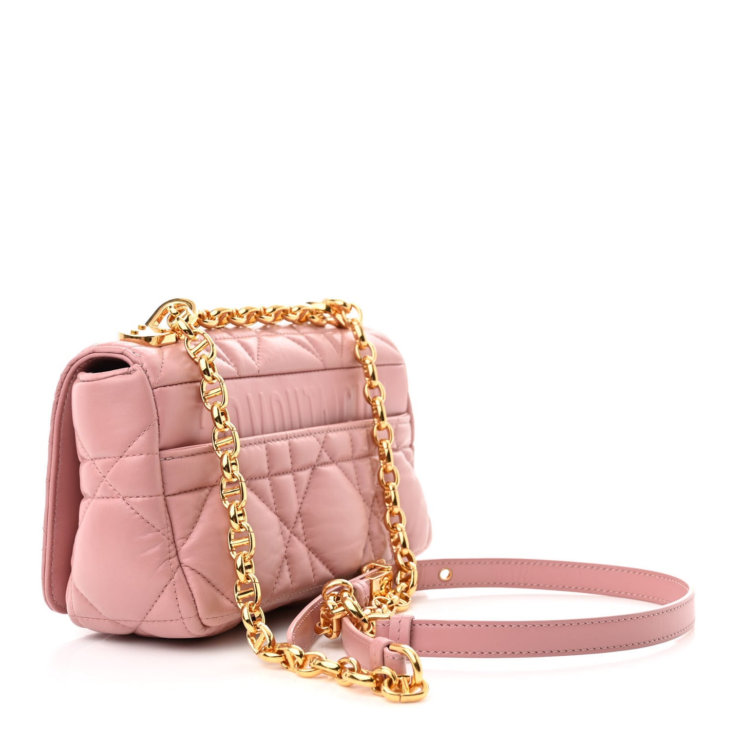 Lambskin Macrocannage Small Dior Caro Bag Pink