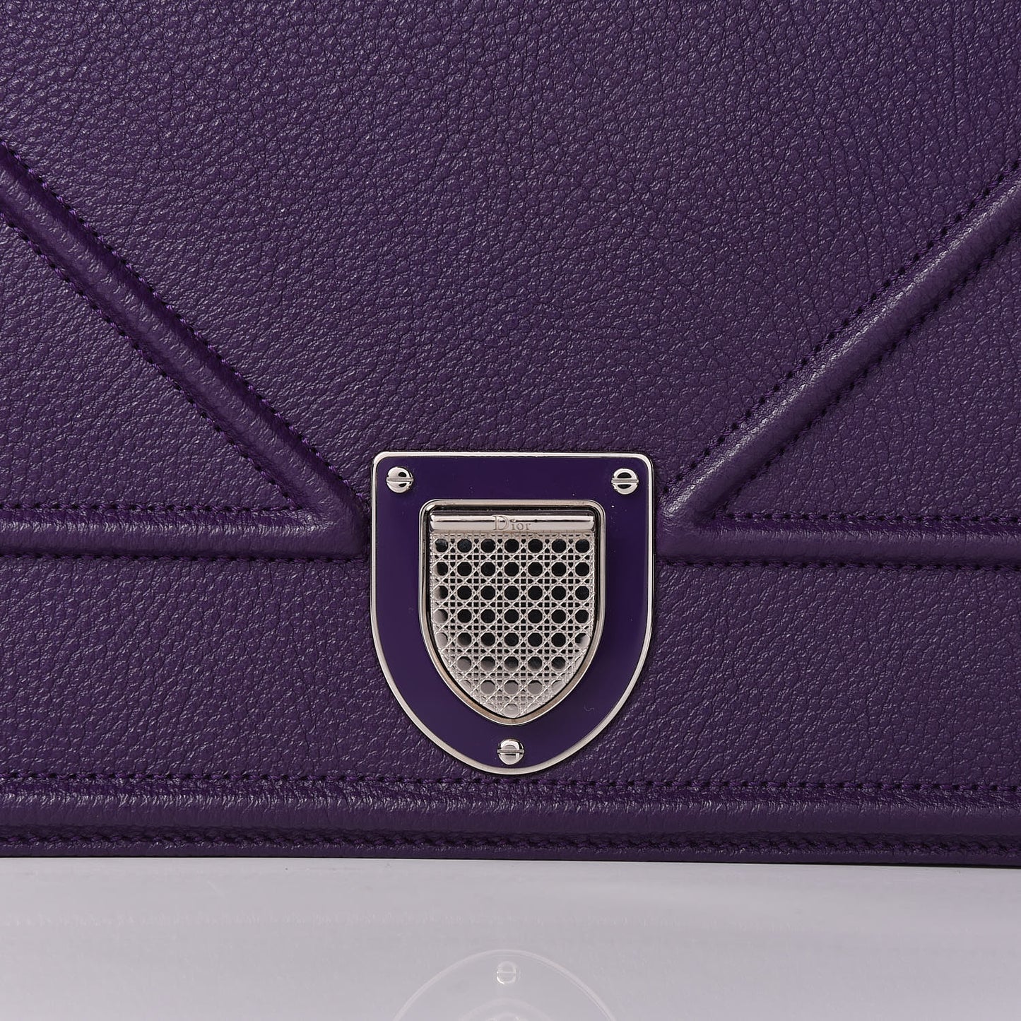 Grained Calfskin Medium Diorama Flap Bag Purple