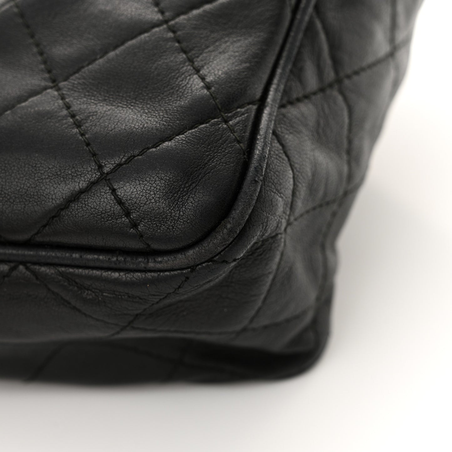 Lambskin Quilted Tassel Camera Case Black