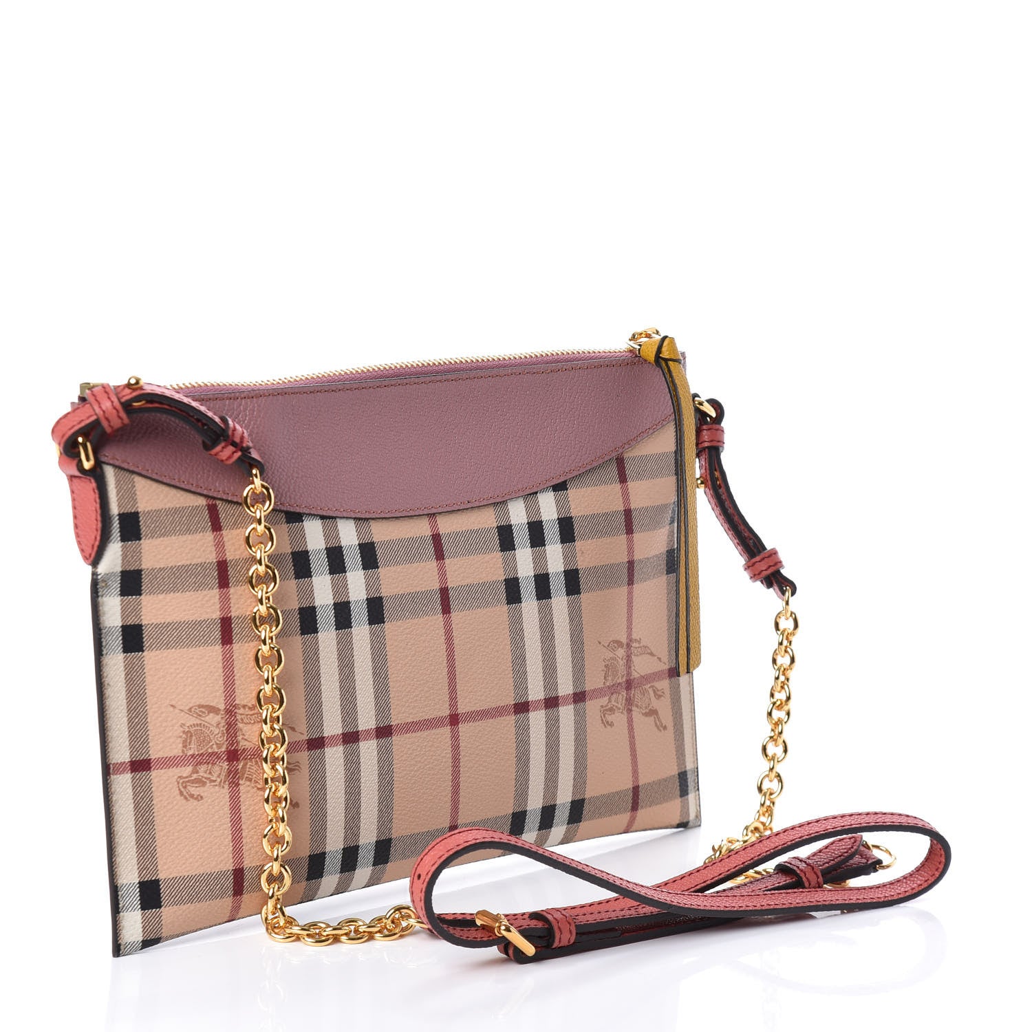 Burberry Haymarket Check Peyton Crossbody Clutch Bag Dusty Pink 3 of 8