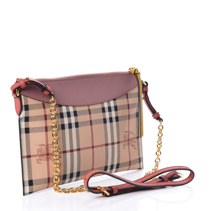 Burberry Haymarket Check Peyton Crossbody Clutch Bag Dusty Pink 3 of 8