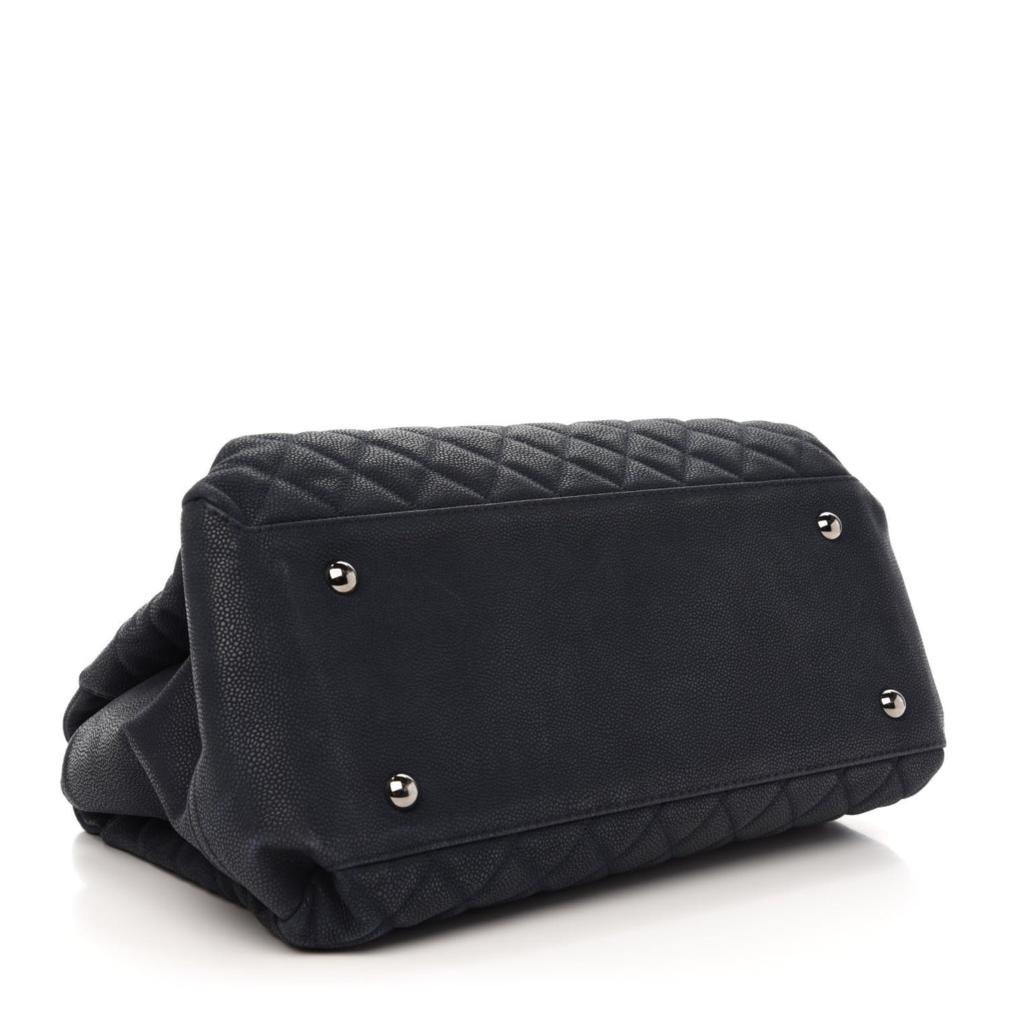 Iridescent Caviar Quilted Lady Pearly Tote Navy