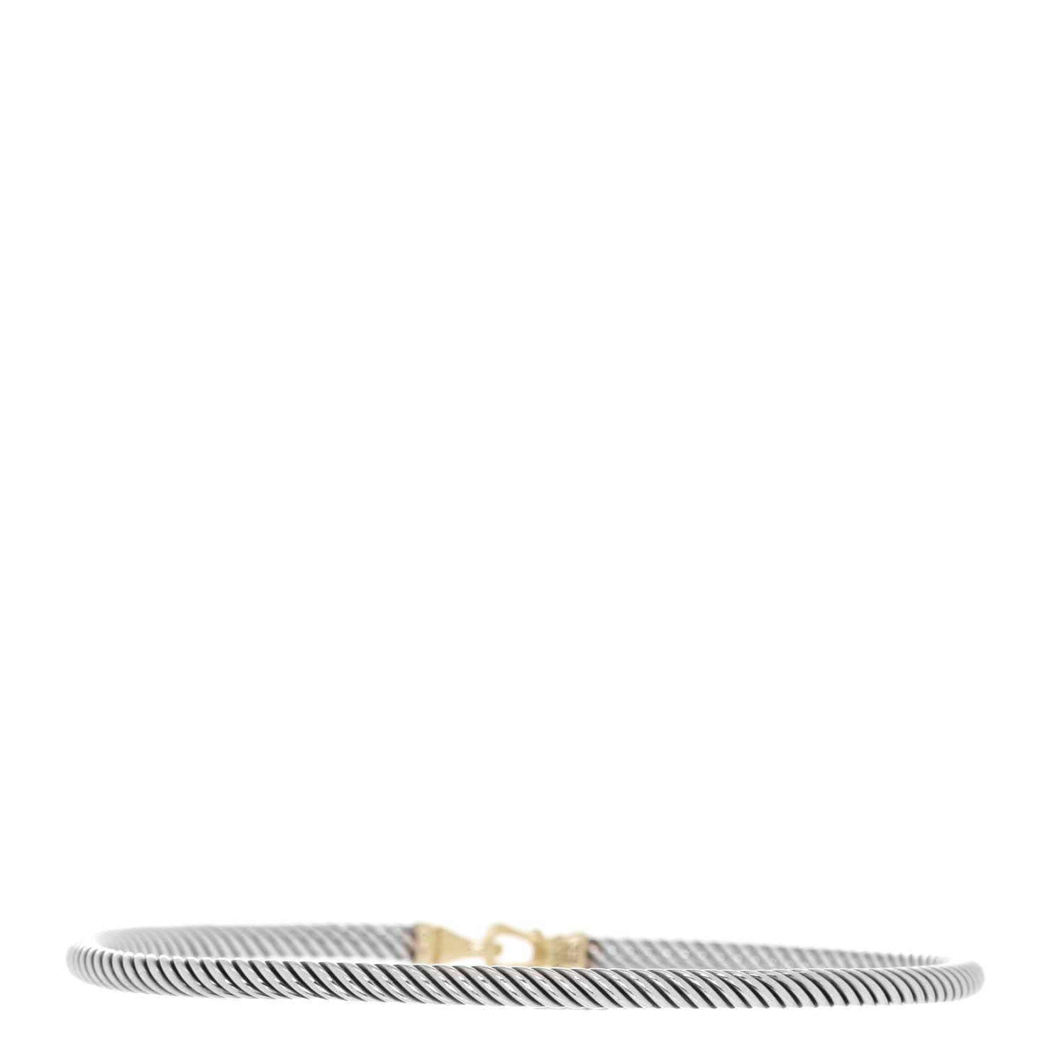 David Yurman Sterling Silver 18K Yellow Gold 3mm Cable Buckle Bracelet 3 of 4