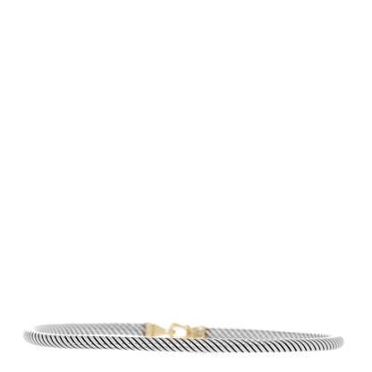 David Yurman Sterling Silver 18K Yellow Gold 3mm Cable Buckle Bracelet 3 of 4