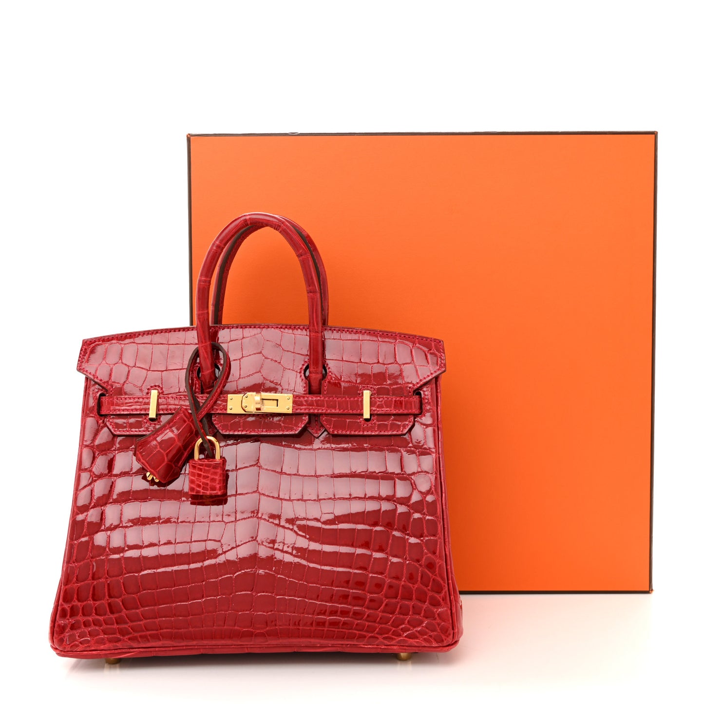 Shiny Niloticus Crocodile Birkin 25 Rouge Casaque