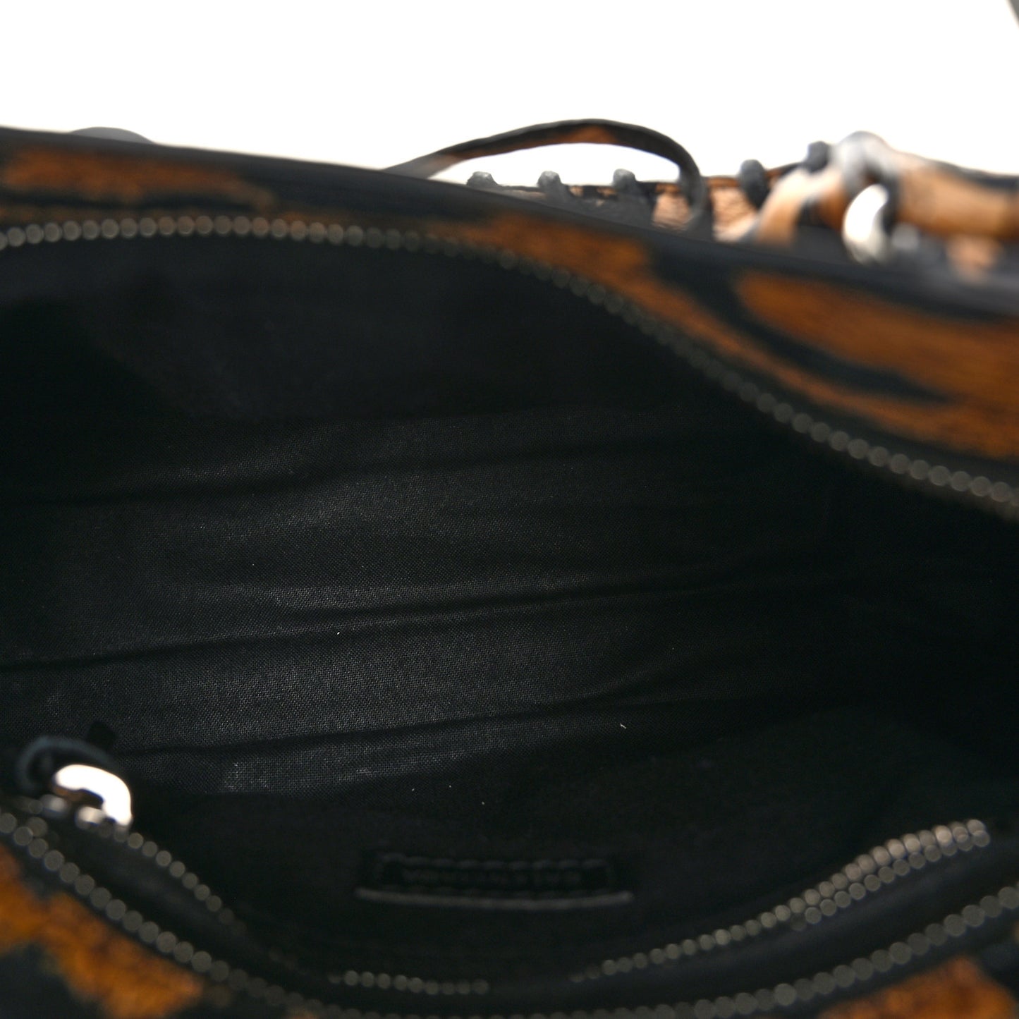 Smooth Calfskin Leopard Print Classic Silver Hardware Mini City Beige