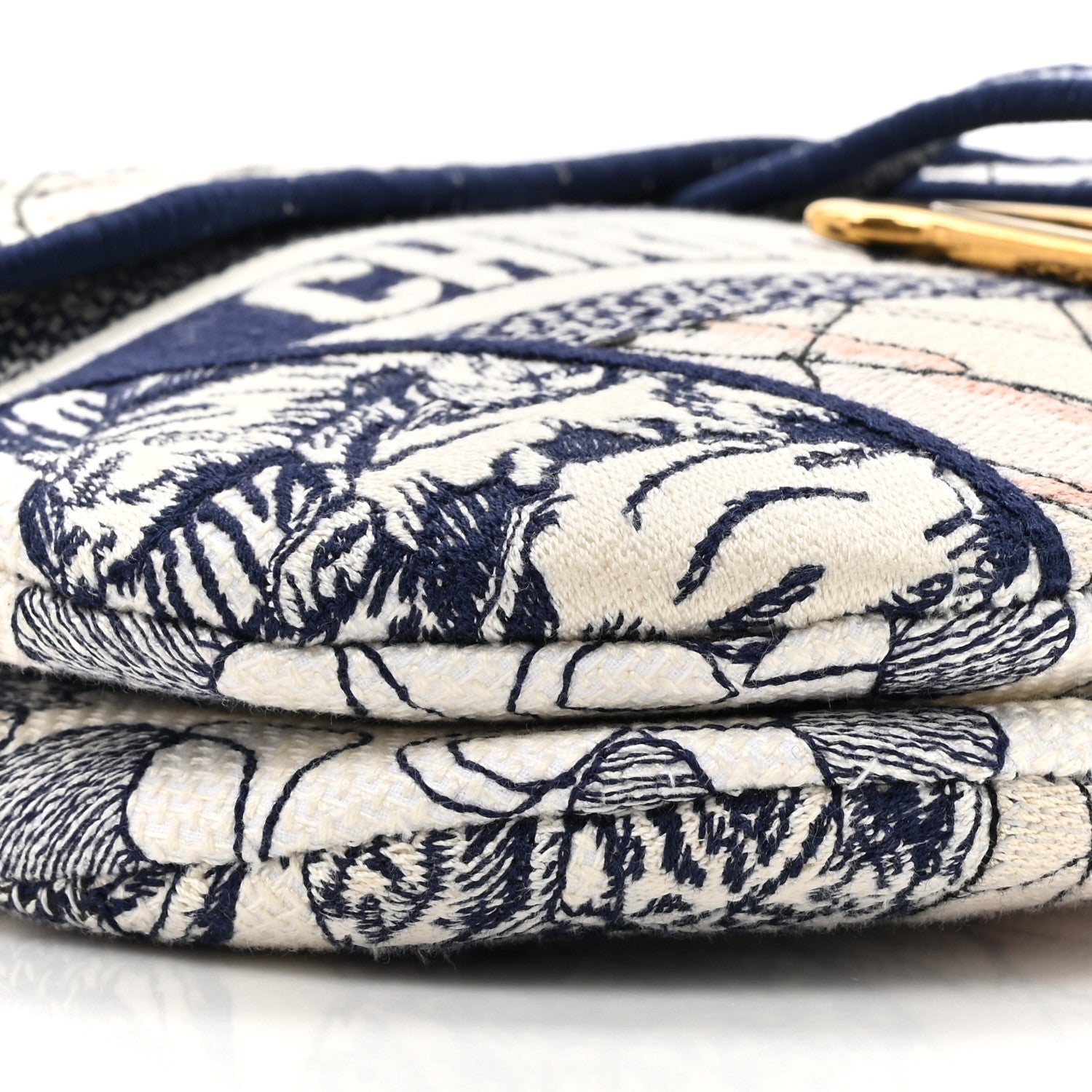 Christian Dior Canvas Embroidered Around the World Saddle Bag Blue 10 of 11