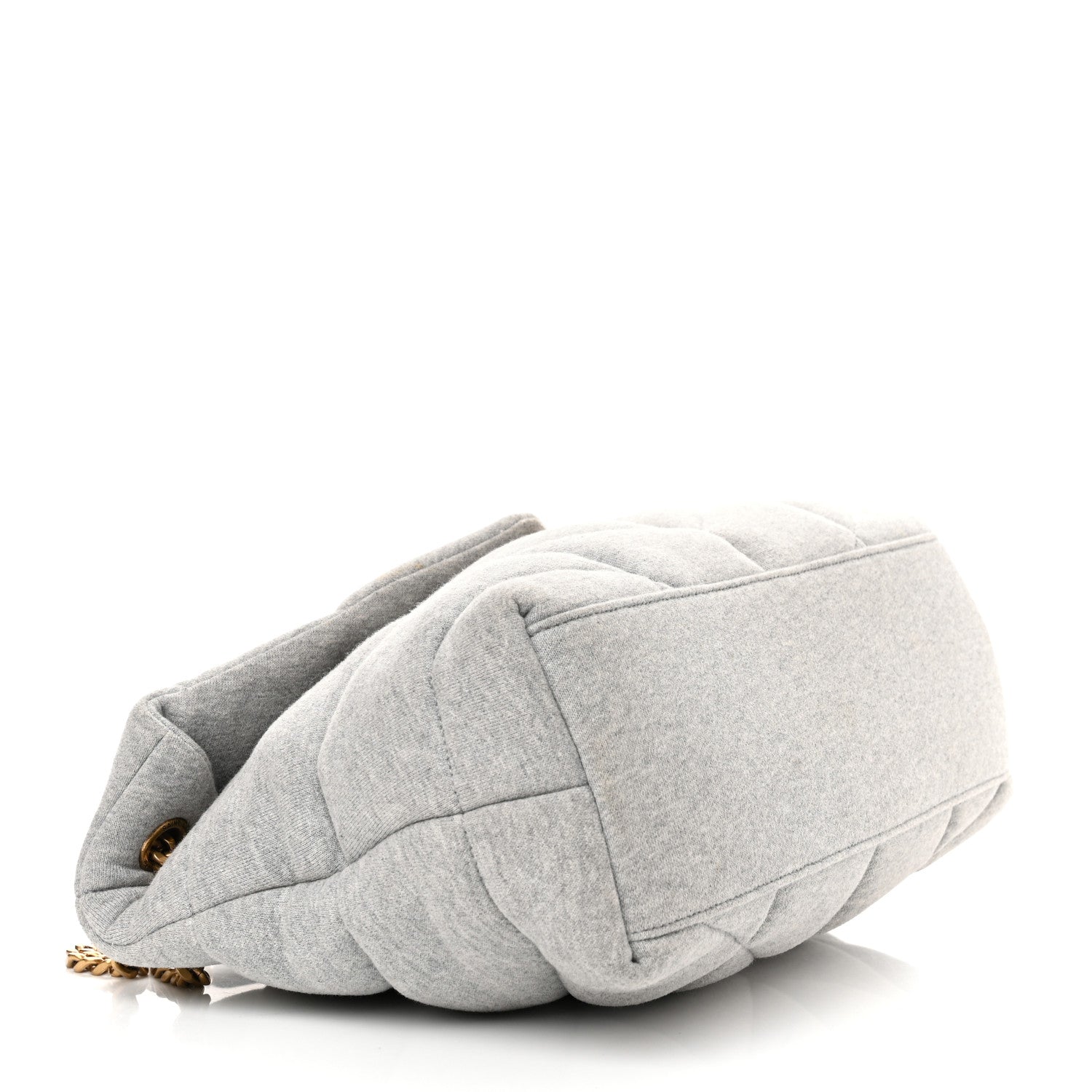 Saint Laurent Jersey Quilted Medium Loulou Puffer Monogram Chain Satchel Grey Cloud 4 of 10