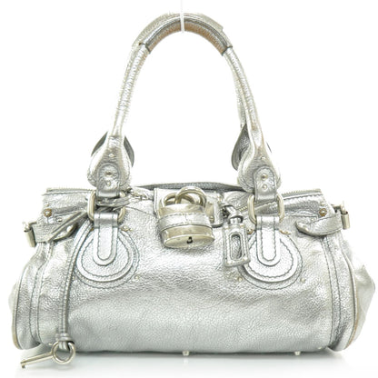 Chloe Leather Paddington Satchel Metallic Silver 1 of 9